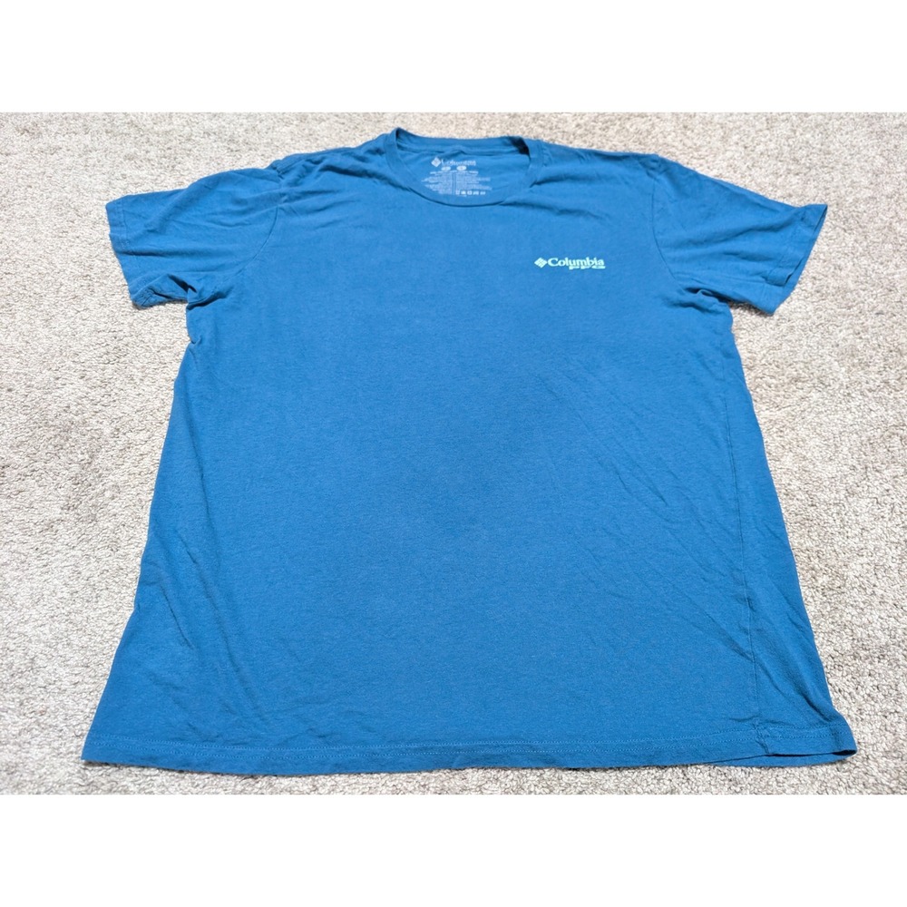 Columbia T-Shirt Mens Large Blue PFG Performance Fishing‎ Gear Graphic Short